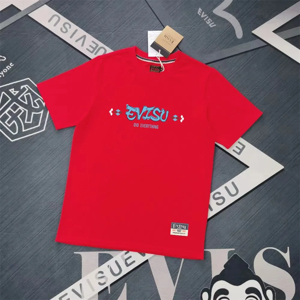 Evisu 2025New Arrival T ⚠ Quality⚠ Same Style T 。 ，Black S-XXL，White S-XXL，Gray M-XXL，Red S-XXL， Red M-XXL